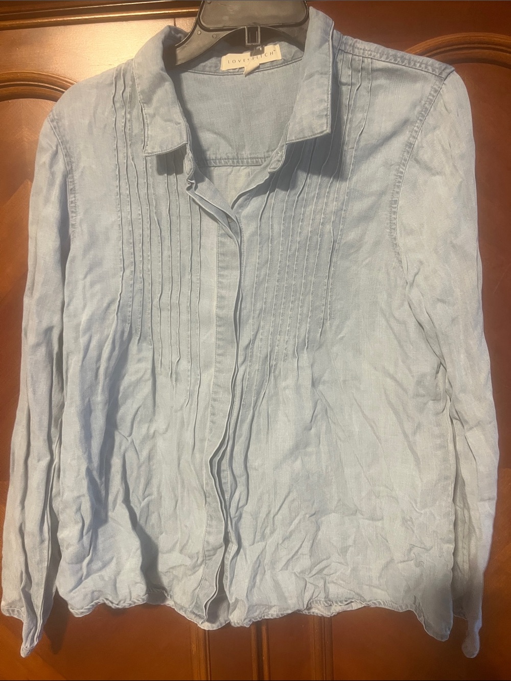lovestitch Light Blue Button-Down Pintuck Shirt